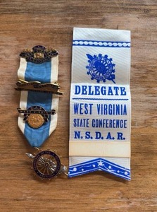 lot 2006 image: D.A.R. West Virginia Delegate Badge and Medal Set with Ribbons