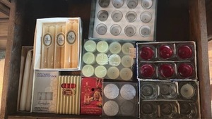 lot 2025 image: Candle Lot Utility Candles, Taper Candles, Tea Lights, Pillar Candles Mixed Brands