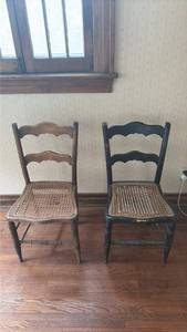 lot 2026 image: 2 Ladder-Back Chairs with Woven Seats