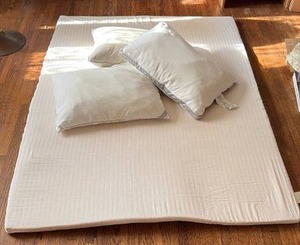 lot 2027 image: Queen Size Memory Foam Bed Topper with Pillows (1) Goose Down and (2) High Density, High Loft Polyester