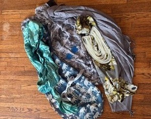 lot 2029 image: High Quality Scarves, Wraps and Jewelry Bundle