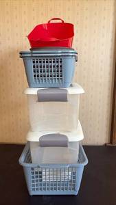lot 2035 image: Storage Baskets and Bins Includes Curver & Homz Brands