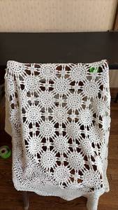 lot 2050 image: Pair Round Crochet Tablecloths