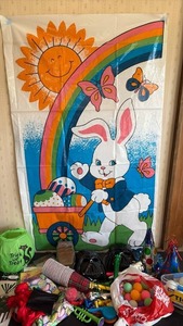 lot 2058 image: Party Pack- Treat Bags, Plastic Cutlery, Easter Hide an Eggs, Bulk Ping Pong Balls, Winter Cups and Favor Boxes, Darth Vader Masks and Party Hats