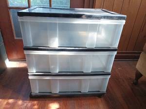 lot 5003 image: 3-Drawer Plastic Storage Organizer with Black Top