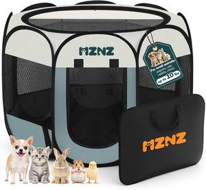 lot 11100 image: Dog & Cat Playpen Portable Foldable Crate with Carrying Case, Grey