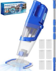 lot 11106 image: Cordless Handheld Pool Vacuum with Telescopic Pole, 26.5 GPM, 1h Runtime