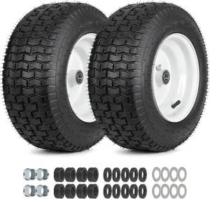 lot 11124 image: GICOOL 16x6.50-8 Riding Lawn Mower Tire & Wheel, 2 Pcs, 34 & 58 Bore no hard