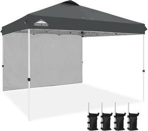 EAGLE PEAK 12x12 Pop Up Canopy Tent with 1 Sidewall, Gray