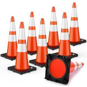 lot 11128 image: BATTIFE 28-Inch Traffic Safety Cones with Weighted Base, 8 Pack