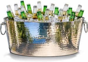 lot 11129 image: BREKX XL Insulated Hammered Stainless Steel Beverage Tub & Ice Bucket