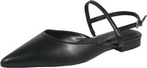 lot 11140 image: Womens Slingback Flats Pointed Toe PU Leather Low Heel Buckle Strap size 9