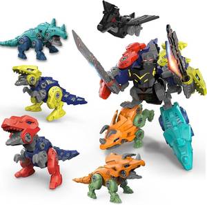 lot 11254 image: Dinosaur Transform Robot 5-in-1 Take Apart Toy for Kids 3-8 DIY Drill Kit