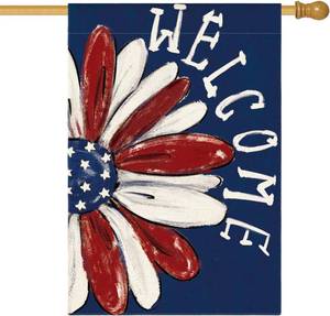 lot 11340 image: AVOIN colorlife Memorial Day Patriotic House Flag 28x40 in, Double-Sided