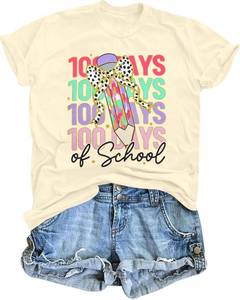 lot 11377 image: 100 Days of School Shirt Women Teacher Life Funny 100th Day Gift Tops 2XL