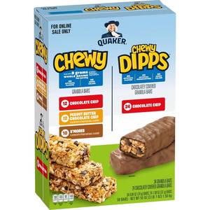 lot 11408 image: Quaker Chewy Granola Bars Pack (Chewy & Dipps, 58 Bars), Whole Grains