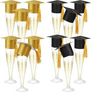 lot 11461 image: Funnymoom 12 Pack 4.5 oz Graduation Disposable Champagne Flutes with Caps
