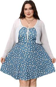 lot 11508 image: Milumia Womens Size Outfit Ditsy Floral Cami Dress & Mesh Crop Cardigan 3XL