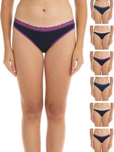 lot 11513 image: ESTEEZ Comfy Cotton Panties for Women, Lace Trim, Bikini Hipster Hi Cut Large
