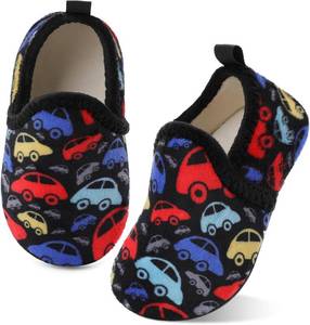 lot 11561 image: XIHALOOK Toddler House Slippers - Indoor Slip-On, Fleece-Lined, Non-Slip size 28