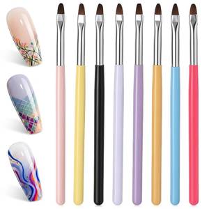 lot 11577 image: 8Pcs Gel Nail Brushes for Acrylic - Nail Art Design & Builder Brush