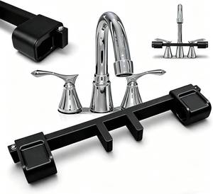 lot 11711 image: Universal Faucet Handle Lock for Double Sinks (Black)