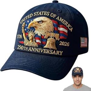 lot 11775 image: 250 Anniversary USA Hat, Adjustable 250 Year American Anniversary Hat (Khaki)