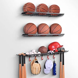 lot 121559 image: Mythinglogic 3-Piece Wall Mount Ball Storage and Sports Equipment Organizer