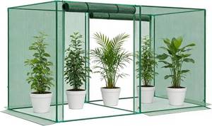 lot 121573 image: 4 x 8 x 6 Crop Cage Plant Protection Tent with Zippered Doors, Pest Guard Cover for Vegetable Garden, Raised Beds, Fruits & Outdoor Plants, Dark Green