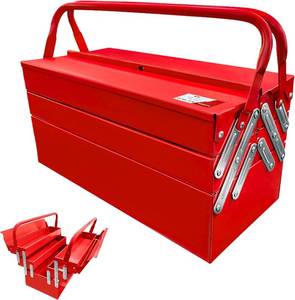 lot 121587 image: YATOINTO Metal Cantilever Tool Box 18 Inch, 3 Layers 5 Tray Portable Fold Out Tool Box Organizer Storage for Home Studio Auto Repair Factory 18  8  8