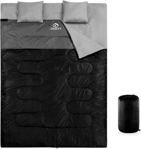 lot 121593 image: oaskys Double Sleeping Bag for Adults - Queen Size XL Waterproof Sleeping Bag for All Season Camping Hiking Backpacking 2 Person Sleeping Bags for Cold Weather & Warm 59in x 86.6 Black