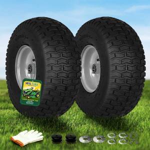 lot 221587 image: 2 PCS 15x6.00-6nhs Front Lawn Mower Tires and Wheel Pneumatic