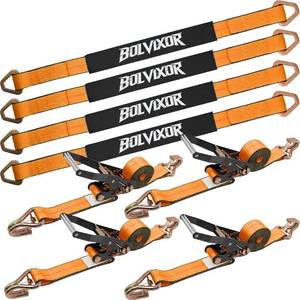 lot 221593 image: Car Trailer Tie Down Straps, 4 Pack, J-Hooks & Axle Straps, 10,000 LBS