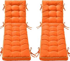 lot 221612 image: Retails for $130 2 Pack 80x26 Inch Folding Chaise Lounge Cushion Quick Dry(SUNSET TANGERINE)