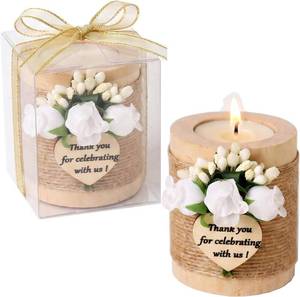 lot 321497 image: Handmade White Rose Wood Tealight Candle Holder (24)