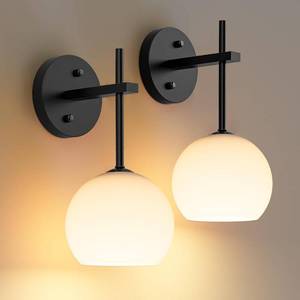 lot 321501 image: MOITA Wall Sconces Set of Two, Wireless Battery Operated Wall Decor with Remote, Sconces Wall Lighting with Glass Shade, Upward and Downward Installation, 12 RGB Colors and 3 CCT Options