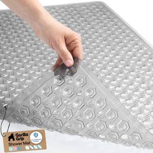 lot 321516 image: GORILLA GRIP Bath Tub Shower Mat, Bathtub Floor Liner, 35x16 Clear Gray