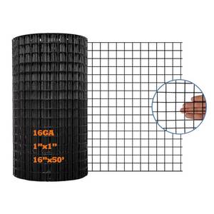 lot 321524 image: Retails for $116 Black PVC Coated Welded Wire Mesh Garden Economy Fence 16 Inch X 50 Foot-1 Inch X 1 Inch 16GA