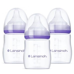 lot 321540 image: Lansinoh Baby Bottles for Breastfeeding Babies with 3 Slow Flow Nipples (Size 2S) - 5oz3ct