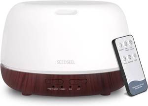 lot 321548 image: SEEDSEEL 300ML Essential Oil Diffuser,Aromatherapy Diffuser with Remote Control, 7-Color LED Light and 4 Timers,Quiet Auto-Off for Bedroom, Home,Office