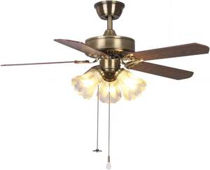 lot 421568 image: 42 Inch Indoor Ceiling Fan with Pull-Chain and Three LED Light Bulbs Base, Traditional 3-Speeds Reversible Blades Ceiling Fan (Antique)