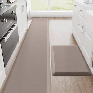 lot 421583 image: StepRite 1-Inch Kitchen Mats for Floor, 2-Piece Anti-Fatigue Rugs, Khaki