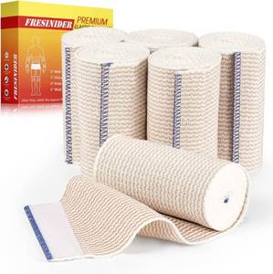 lot 421597 image: FRESINIDER Premium Elastic Bandage Wrap 4 Inch, 6 Pack, Hook and Loop