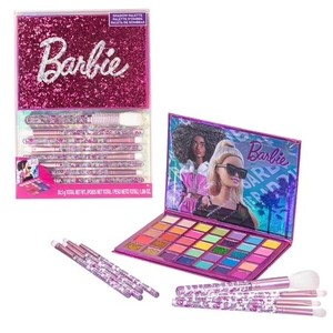 lot 421608 image: Barbie Kids Makeup Compact Palette with 35 Eyeshadows and 8 Brushes, Girls Aged 8