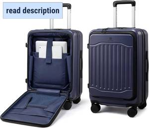 lot 121568 image: LOVEVOOK Carry On Luggage 22x14x9 Airline Approved, Expandable Hard Shell Suitcase with Spinner Wheels, USB Charging Port & Front Pocket, PC Hardside Rolling Luggage with TSA Lock for Travel, Blue