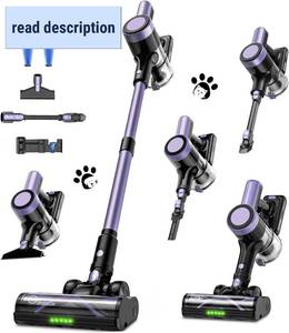 lot 221605 image: Cordless Vacuum Cleaner for Home, 55KPa Powerful Suction, Self-Standing Stick Vacuum with Charging Dock, Anti-Tangle Brush, Lightweight for Pet Hair, Carpet, Hardwood Floor(Purple)