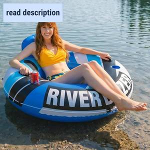 lot 321506 image: Sunlite Sports Inflatable River Tube Float - Heavy Duty River Float Pool Floats Lake Premium Water Tubes for Floating Recreational River Raft Lounge Floaties with 2 Cup Holders