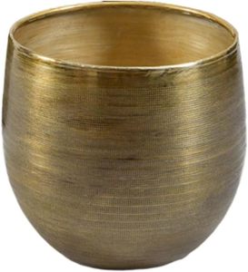 lot 131465 image: Serene Spaces Living Brass-Toned Aluminum Cachepot Planter, Handcrafted in India, Wedding, Home & Office Decor, Vintage Planter for Indoor Plants, Table Centerpieces, 11 Diameter & 11.5 Tall