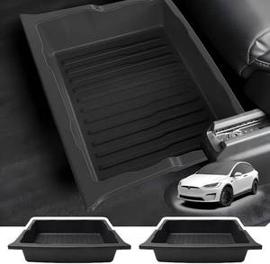 lot 131473 image: 2 Pack For Tesla Model X 2017-2025 FrontBack Under Seat Storage Organizer,TPE Waterproof Underseat Bin Trash Storage Can for Tesla Model X accessories
