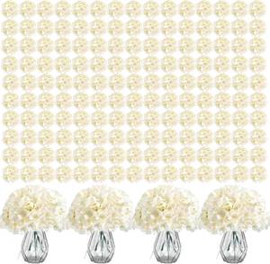 lot 131477 image: Retails for $190 Auihiay 404PCS Hydrangea Artificial Flowers, Silk Artificial Flowers Heads with Stems, Champagne Lifelike Faux Flowers for Wedding Centerpieces, Arch and Background, Party, Home, Baby Shower Decor